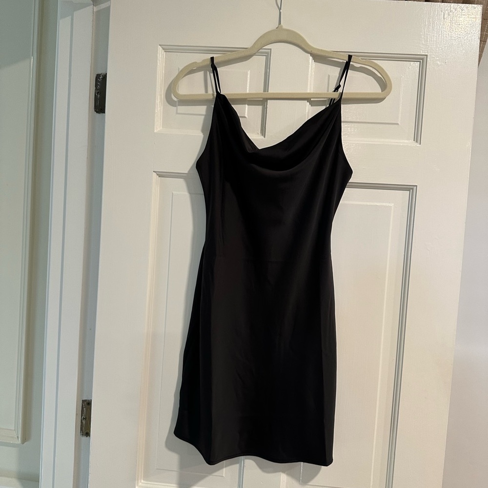 Urban Outfitters Black Silk Slip Mini Dress